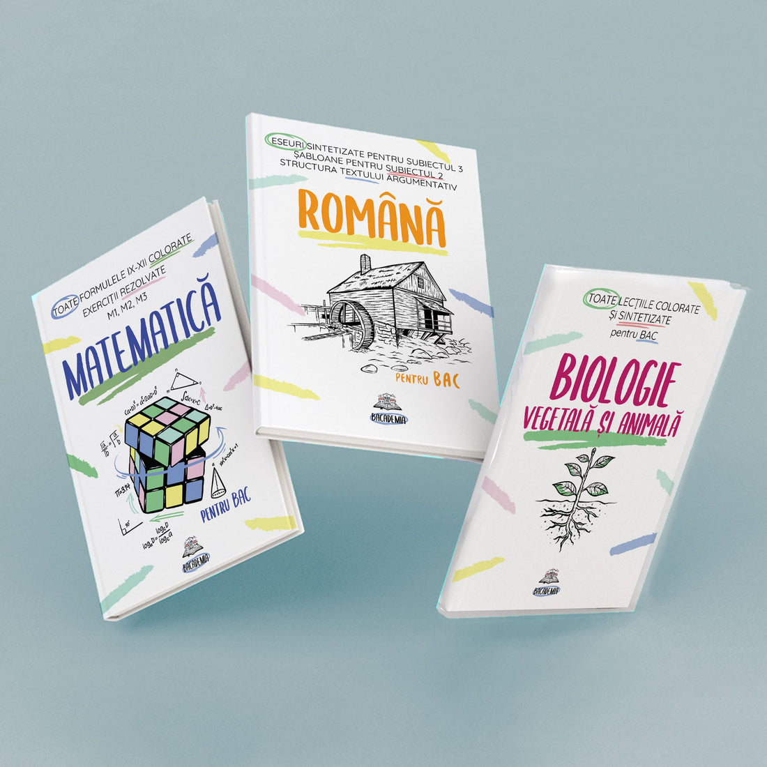 Pachet-Trei-Cărți-Română+Matematică+Biologie-Vegetală-și-Animală-Kit-Bacalaureat-Bacademia