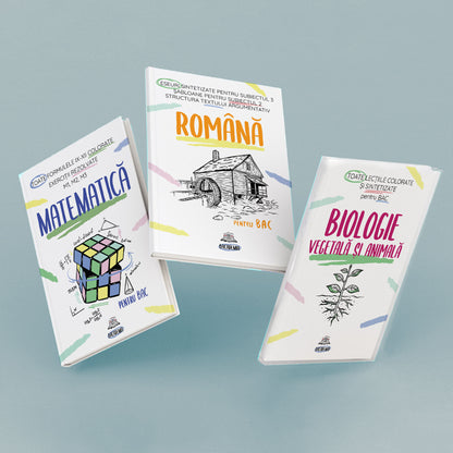 Pachet-Trei-Cărți-Română+Matematică+Biologie-Vegetală-și-Animală-Kit-Bacalaureat-Bacademia